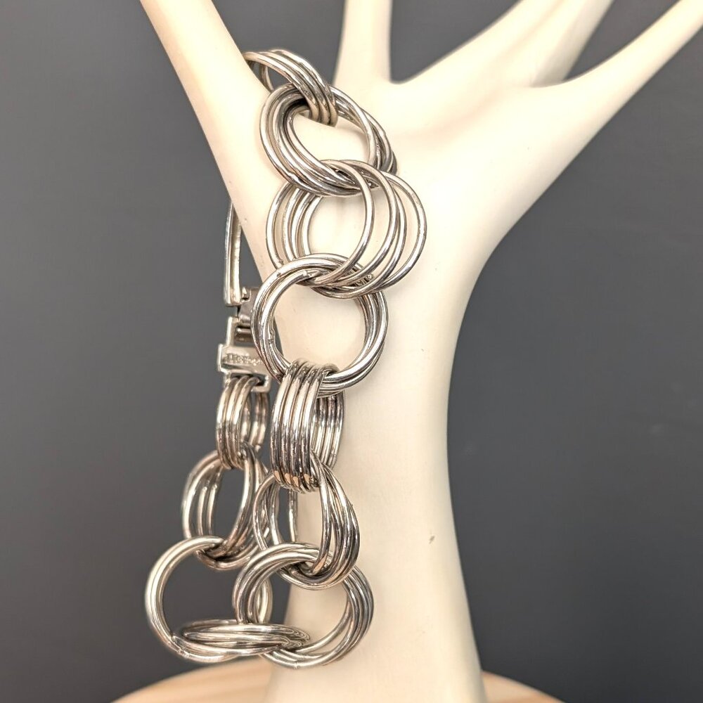 Lia Sophia silver tone metal links bracelet